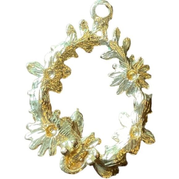 Gold-Tone Floral & Bee Pendant Charm With Enamel Accents - Picture 3 of 4